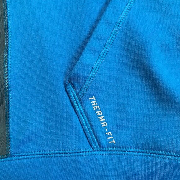 Nike Therma Fit Men XL Blue Gray Logo Long Sleeve Athletic Hoodie Pullover - Picture 3 of 8